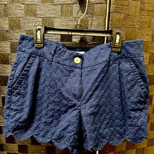 Crown & Ivy navy blue scalloped edge shorts